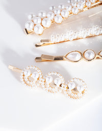 Gold Smile Pearl Hair Clip 4-Pack - link has visual effect only