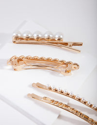 Gold Pearl & Chain Hair Pin 4-Pack - link has visual effect only