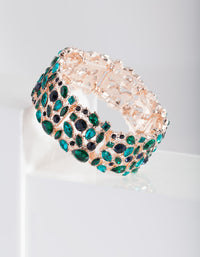 Rose Gold Green Cluster Gem Bracelet - link has visual effect only