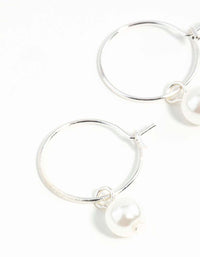 Silver Pearl Hoop Earrings - link has visual effect only