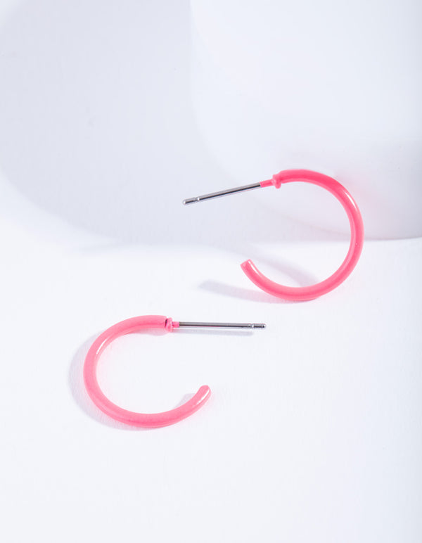 Neon Pink Hoop Earrings