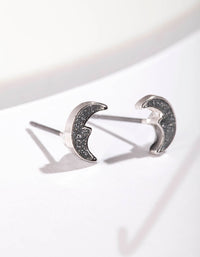 Silver Glitter Moon Stud Earrings - link has visual effect only