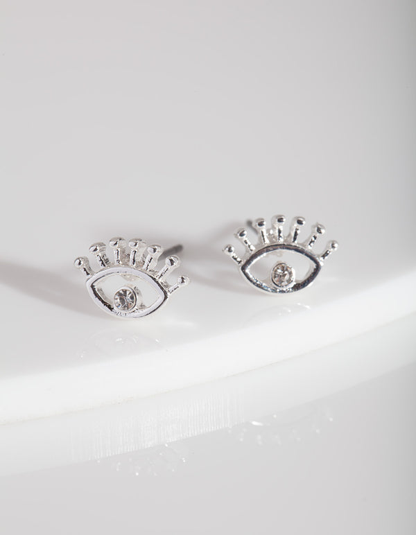 Silver Eye Stud Earrings