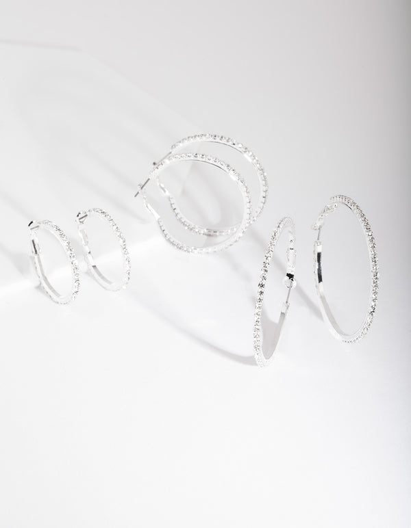 Silver Diamante Multi Hoop Earring Pack