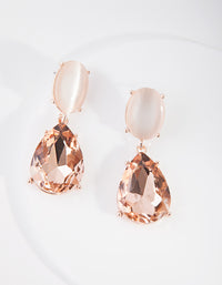 Rose Gold Mixed Stone Stud Drop Earrings - link has visual effect only