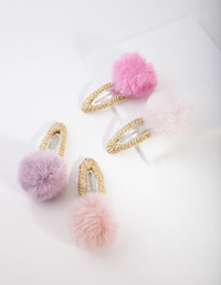 Kids Gold Pom Pom Hair Clip Pack - link has visual effect only