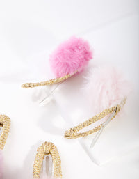 Kids Gold Pom Pom Hair Clip Pack - link has visual effect only