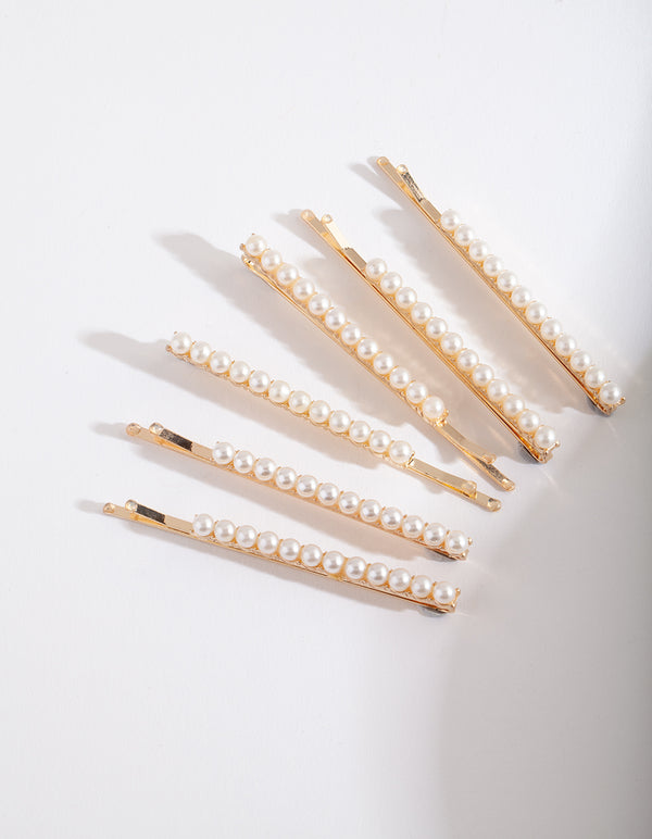 Gold Pearl Hair Pin 6-Pack