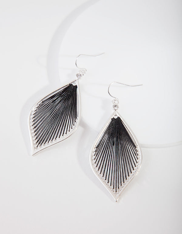 Silver Black Thread Earrings