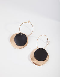 Gold Black Disc Layer Earrings - link has visual effect only