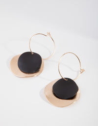 Gold Black Disc Layer Earrings - link has visual effect only