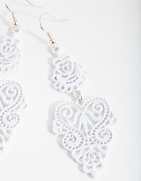 White Large Filigree Drop Earrings - link has visual effect only