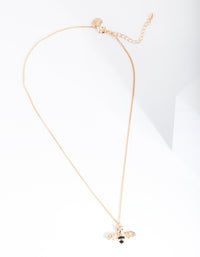 Gold Black Diamante Bee Necklace - link has visual effect only