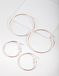 Rose Gold Double Size Hoop Earring Pack - link has visual effect only