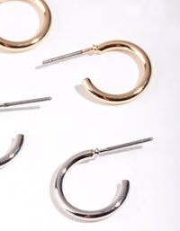 Mixed Metal 10mm Hoop Earring Pack - link has visual effect only