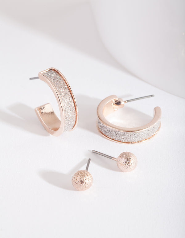 Rose Gold Glitter Hoop Earring Pack