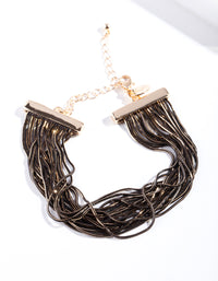 Black & Gold Dia Cut Chain Bracelet - link has visual effect only