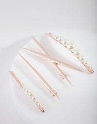 Rose Gold Mix & Match Pearl Hair Clip 4-Pack - link has visual effect only