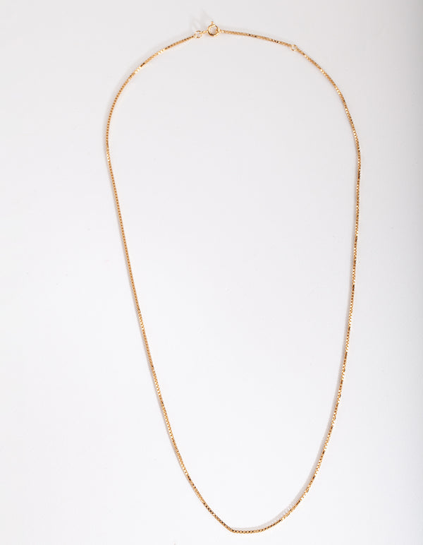 Gold Plated Sterling Silver Box Chain Necklace