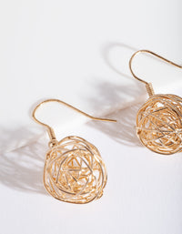 Gold Wire Wrap Ball Earrings - link has visual effect only