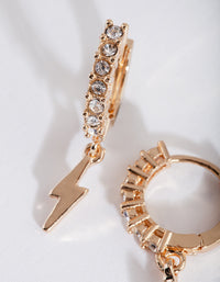 Gold Lightning Diamante Huggie Earrings - link has visual effect only