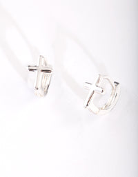 Silver Cross Huggie Earrings - link has visual effect only