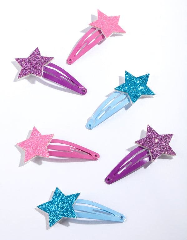 Kids Glitter Star Hair Clip 6-Pack