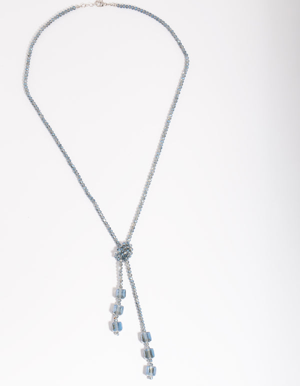 Blue Facet Knot Tie Necklace