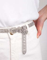 Rhodium Thin Diamante Belt - link has visual effect only