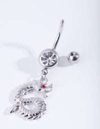 Silver Surgical Steel Diamante & Dragon Belly Bar - link has visual effect only