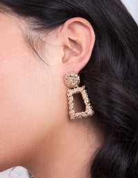 Gold Textured Mini Geometric Earrings - link has visual effect only