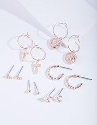 Rose Gold Medallion Mix Earring 6-Pack - link has visual effect only