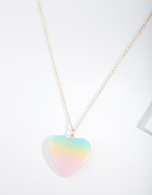 Ombre Rainbow Heart Necklace