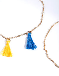 Gold Multi Coloured Tassel Bracelet 2 Pack - link has visual effect only