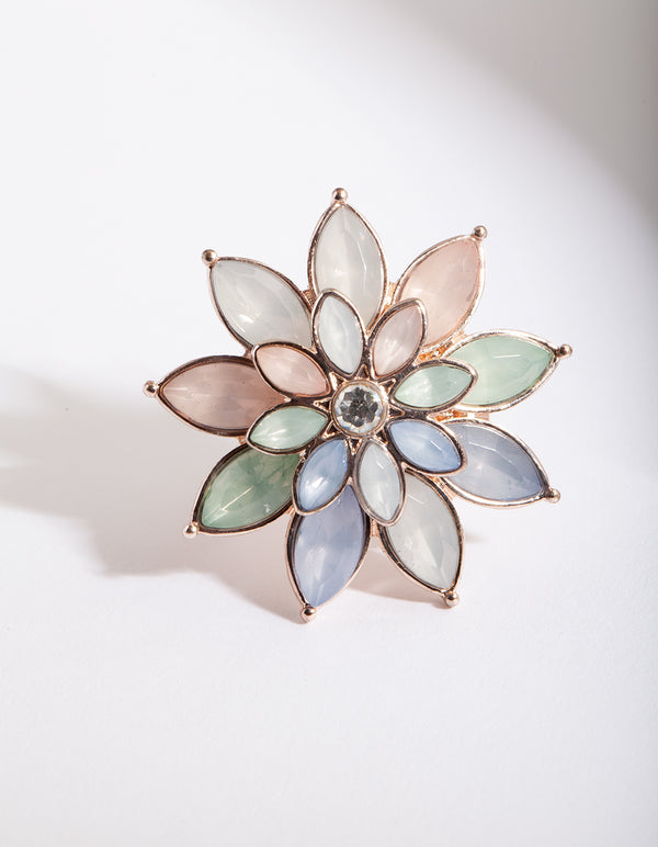 Rose Gold Pastel Flower Ring