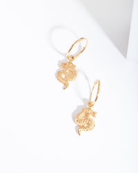 Gold Plated Sterling Silver Dragon Hoop Earrings - link has visual effect only