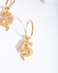 Gold Plated Sterling Silver Dragon Hoop Earrings - link has visual effect only