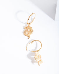 Gold Plated Sterling Silver Dragon Hoop Earrings - link has visual effect only