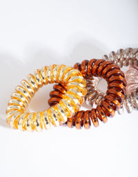 Plastic Rust & Mustard Spiral Hair Ties 4-Pack - link has visual effect only