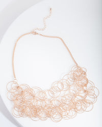 Rose Gold Textured Linked Necklace - link has visual effect only