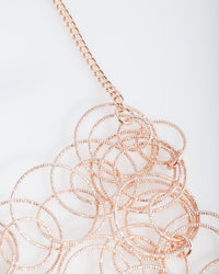 Rose Gold Textured Linked Necklace - link has visual effect only