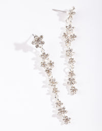 Silver Floral Diamante Drop Earrings - link has visual effect only