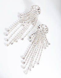 Silver Diamante Fringe Drop Earrings - link has visual effect only