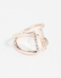 Rose Gold Open Diamante Ring - link has visual effect only