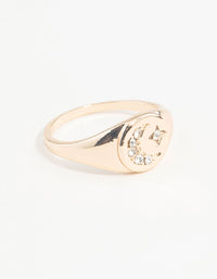 Gold Celestial Diamante Moon Ring - link has visual effect only