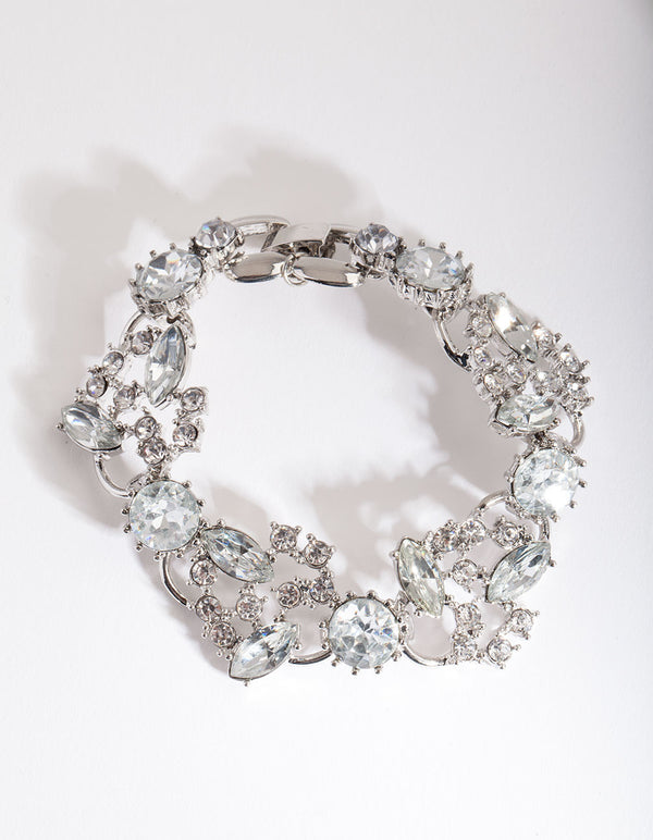 Round and Marquis Cluster Stone Bracelet