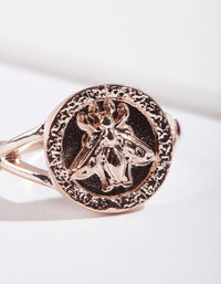 Rose Gold Bee Coin Ring - link has visual effect only