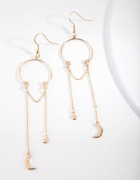 Gold Circle Crescent Circle Drop Earrings - link has visual effect only