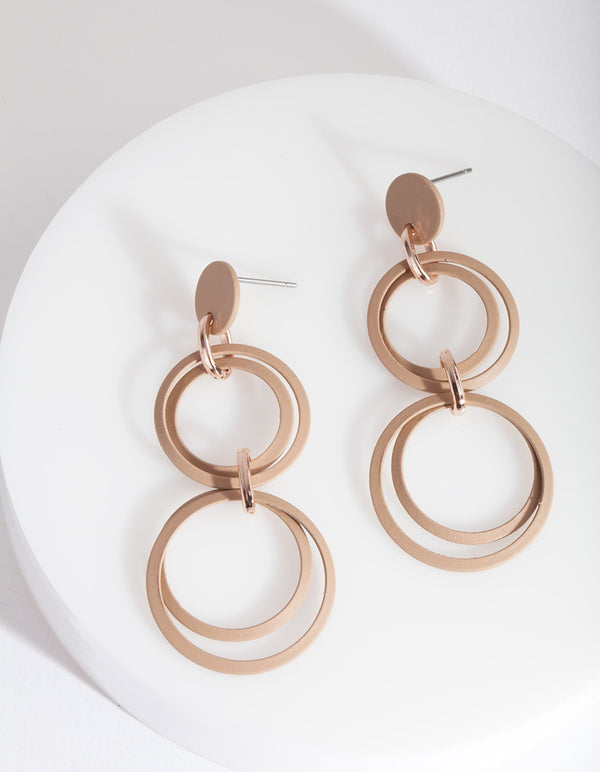 Pink Multi Circle Drop Earrings