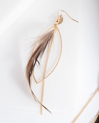 Brown Gold Feather Earrings - link has visual effect only